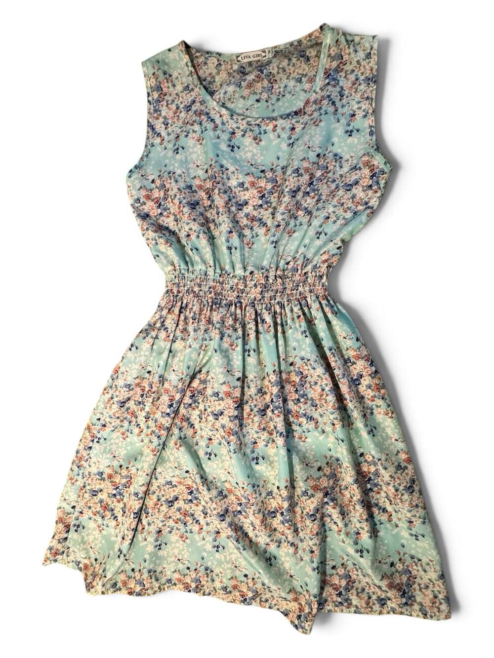 Liva Girl Medium Women Floral Smocked Waist Midi Dress – Mint Green Cottagecore